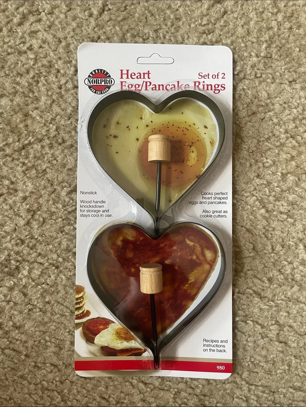 Heart Egg & Pancake Rings - Set of 2, Black